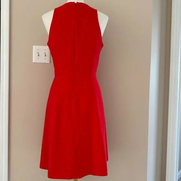 BANANA REPUBLIC | Lightweight Wool Orange Sleeveless Fit & Flare Dress Sz 8 - Picture 3 of 7